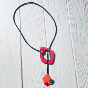 Collar dúo  rosado-naranjo