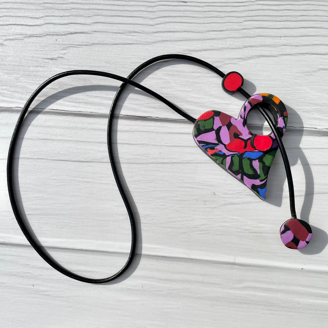 Collar dúo  Corazón-Lila